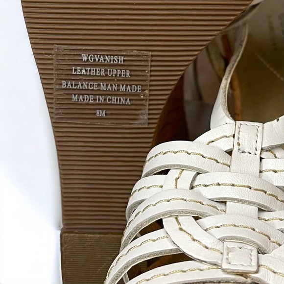 Womens Guess White Platform Sandal 8 Cork Leather 4 Inch Summer Straps Wedge - Picture 7 of 10